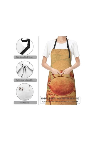 Fastbuy Ayarlanabilir Boyunlu Önlük, Konforlu Ev Stilinde Turuncu Yengeç Desen Diğer