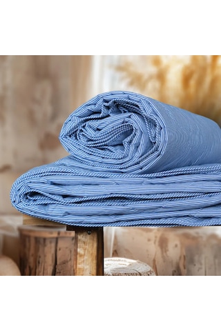 Özyurtlar Home %100 Merinos Kuzu Yün Pike Battal Boy 220x240 Mavi