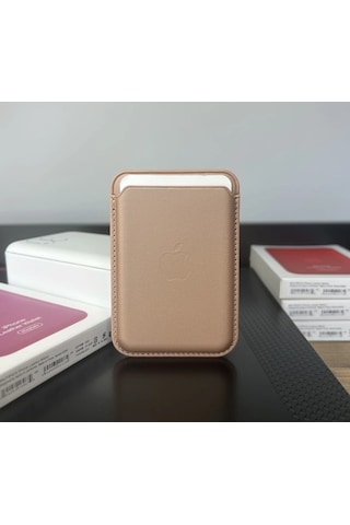 Magsafe Deri Cüzdan Kartlık Tüm Modellerle Uyumlu - Bordo Bej