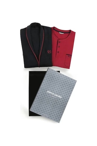 Pierre Cardin Erkek Çeyizlik Uzunkollu Pijama Ve Triko Sabahlık 3'lü Set Takım 0 Lacivert