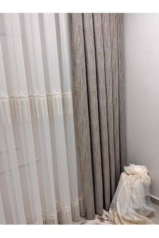 Nivemeshome 2571 V -117 Reina Gold 1/2,5 Pileli Bambu Tül Perde Çok Renkli
