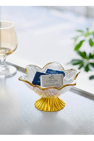 Lotus Çizgi Ayaklı Sunumluk 6 Lı Gold Altın