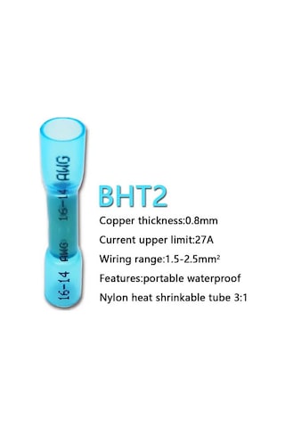 Koodmax - 10 Adet - Bht-2 Isıyla Daralan Makaron 27a 1.5-2.5mm² Su Geçirmez Konnektör - Mavi