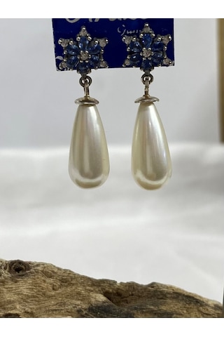 Gümüş İncili Kadın Küpe Beyaz