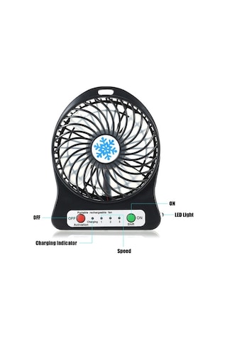Fortunelane Mavi Usb Fan Masaüstü 3 Hızlı Led Işıklı Ofis Kullanımı/