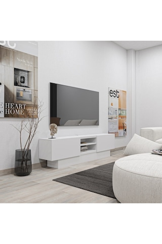 Liva Tv Sehpası Bazalı - 160 Cm - Beyaz Beyaz