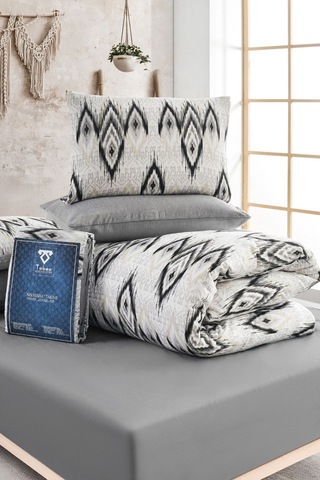 Veramoni Soft Dreams Vaha Çift Kişilik Pamuklu Desenli Nevresim Takımı - Gri