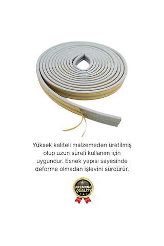 Güçlü Kendinden Yapışkanlı Kapı Pencere Soğuk Hava Geçirmez Yalıtım İzolasyon Gri Fitil 10 Metre Diğer