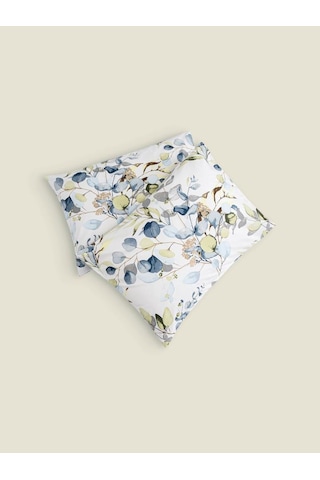 Yastık Kılıfı 2 Li Flora Percale Baskılı %100 Pamuk 50x70 Cm Beyaz