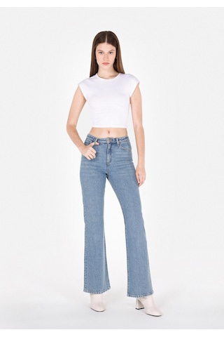 Colin's Colins Regular Fit Orta Bel Geniş Paça Kadın Yeşil Jean Pantolon Cl1073222 Q1.v1 Dn40496 Denim