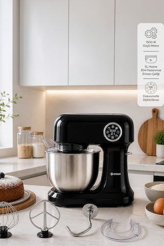 Emsan Bella Gusto Pro Dijital Ekranlı Stand Mikser Siyah 1500w Gurmeaid