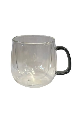 Özel Üretim 450 Ml Kapasite Sıcak Tutan Estetik Modern İçecek Keyfi Çift Cidarlı Cam Kupa Gri Çok Renkli