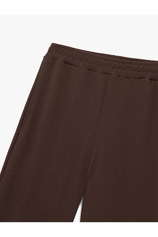Koton Beli Lastikli Regular Fit Cepli Eşofman Pantolon Siyah 6wak40057ek Siyah