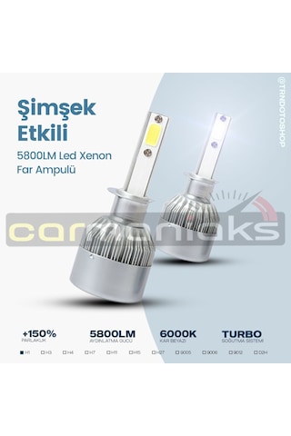C6 Serisi Led Xenon Far Ampulü Şimşek Etkili 5800Lm Chip On Board 533060281