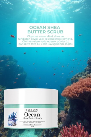 Okyanus Esintili Shea Butter Scrub Besleyici Arındırıcı Nemlendirici Vücut Peelingi 280 Gr