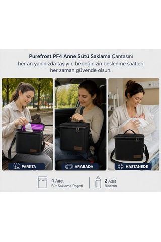 Purefrost Pf4 Baby Anne Sütü Soğutucu Ve Saklama Çantası, Biberon