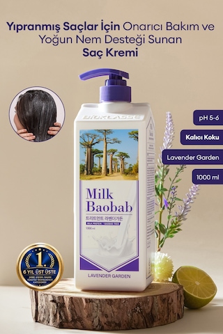 Yıpranmış Saçı Onaran Nemlendirici Saç Kremi Mılk Baobab Original Treatment Lavender Garden