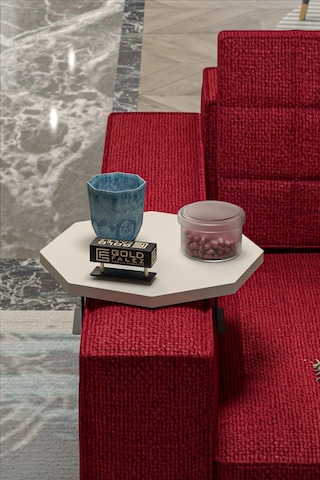 Yan Sehpa Ayarlanabilir Tepsi Dekoratif Modern Tepsi Sekizgen Krem