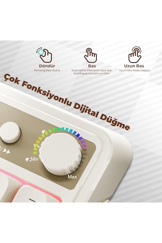 Aula S99 Retro Rgb Gaming 3 Modlu Bluetooth/2.4ghz/usb-c Kablosuz Makrolu Türkçe Q Klavye Sarı