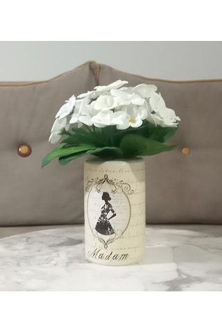 Vazo Dahil,vazo Dahil,vazoda Çiçek,beyaz Yapay Çiçek,vazo Dekoratif Madam Desenli 7x7x16cm Genel