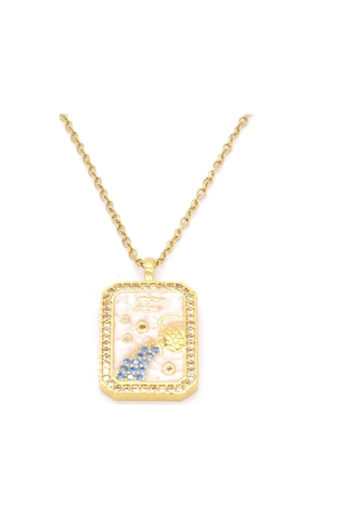 Çelik Kolye, Altın Kaplama Kova Burcu Kadın Kolye K-113 Altın