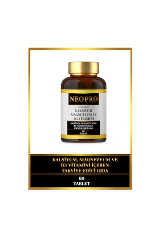 Neopro Kalsiyum, Magnezyum Ve D3 Vitamini İçeren Takviye Edici Gıda - 60 Tablet
