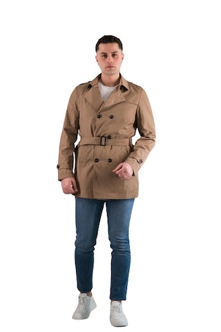 Slim Fit Astarlı Baharlık Kemerli Erkek Trençkot 001