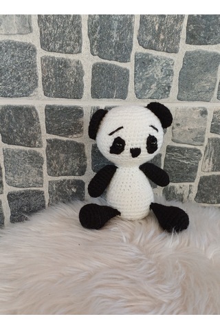 El Örgüsü Oyuncak Amigurumi Panda Beyaz - Siyah