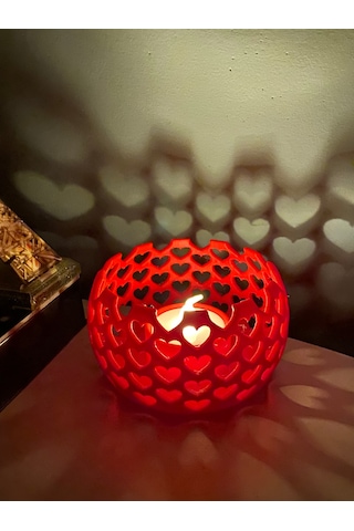 Twin Store 3d Baskı Kalp Işık Yansımalı Tealight Mumluk Romantik Dekoratif Mum Tutucu Bzstwın Çok Renkli