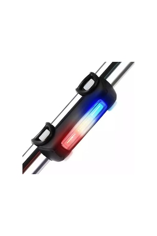 Mavi-kırmızı Çakarlı, 120 Lümen Usb Şarjlı Bisiklet Stop Lambası