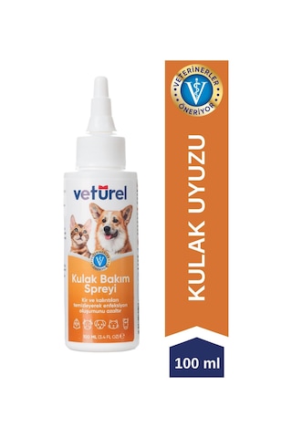 Veturel Kedi Kulak Temizleme Solüsyonu Kir Enfeksiyon Kaşıntı Koku Önleyici Bakım 100 ML