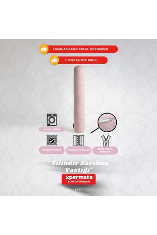 Xpermate Sarılma Yastığı Bacak Arası Yastığı Silindir 150cm Pembe