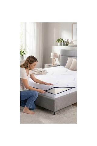 Kılıf Nano 80x190 Yatak Kılıfı Koruyucusu Örtüsü Fermuarlı Kapitone Fit Zippered Mattress Cover Naturel