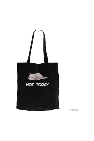 Kedi - Not Today Siyah Kanvas Bez Çanta Siyah