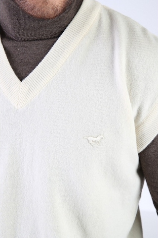Ferraro Ekru V Yaka %100 Kuzu Yünü Erkek Süveter
