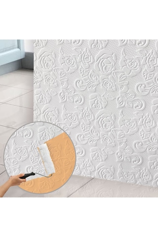 3d Duvar Paneli Boyanabilir Dekota 60x120 Cm / Güllü Desenli 7'li Paket-5 M²