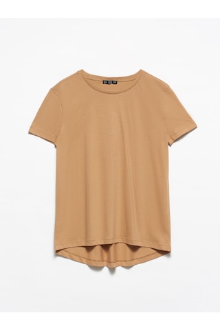 Dilvin 3471 Bisiklet Yaka Basic T-shirt-koyu Camel Koyu Camel