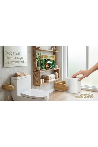 Aqua Bambu Tuvalet Kağıdı, 3 Katlı, 40 Rulo, %100 Selüloz Bambu Özlü Yumuşak Ve Dayanıklı
