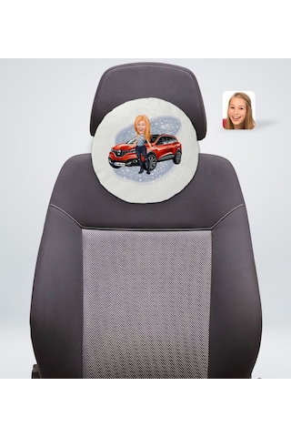Kişiye Özel Plakalı Kadın Renault Kadjar Karikatürlü Yuvarlak Ara (503989095)