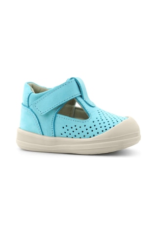 Rakerplus Shaun Hakiki Deri Mavi Beyaz Cırtlı Anatomik Bebek Sandalet Mavi