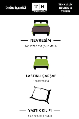 Tabu Home Ranforce Ayıcıklı Kalpli Çarşafı Lastikli Tek Kişilik Nevresim Takımı