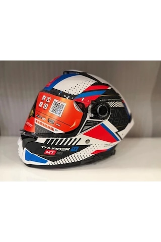 Mt Helmets Mt Thunder 4 Sv Luminence A7 Motosiklet Kaskı Mat Beyaz/mavi