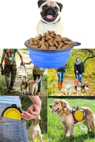 Katlanabilir Kedi Köpek Mama Su Kabı Evcil Hayvan Kap Taşınabilir