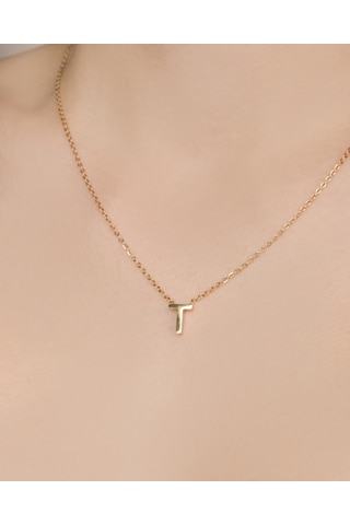 Lekka Design Kadın Kararmaz Çelik Takı T Harf Kolye