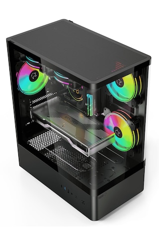 Gametech Intense Siyah Tuş Kontrol Rgb 5x120 Mm Fanlı Gaming Kasa