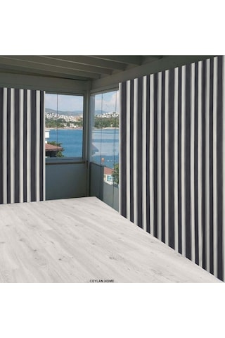 Gencer Home Balkon Perdesi Metal Kuş Gözü Ölçü Seçenekli Gri Beyaz Gri - Beyaz