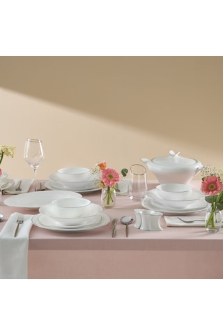 Karaca Fine Pearl Extra Argento 55 Parça 12 Kişilik Yemek Takımı Platin Renkli