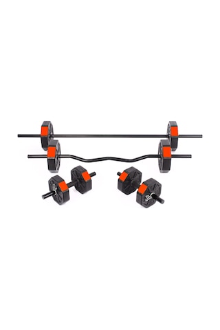 Tan Spor 30 KG Dambıl Ağırlık Full (Düz bar + Z bar ) Halter Set