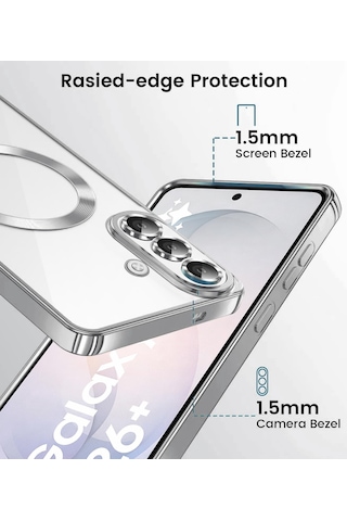Samsung Galaxy S26 Uyumlu Kılıf Kamera Lens Koruyuculu Magsafe Özellikli Telefon Kılıfı Kapak Gümüş