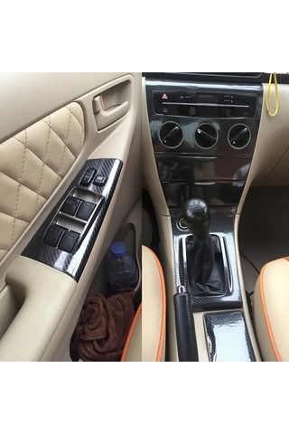 Sandwich Motion003 Toyota Carola 2002-2006 İç Kontrol Paneli Kolu Karbon Fiber Kapı Şapka Siyah Arka Dekor Ekipmanı